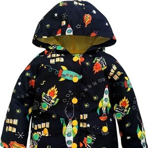YNIQ Boys Printed Raincoat for Toddler (Rocket)